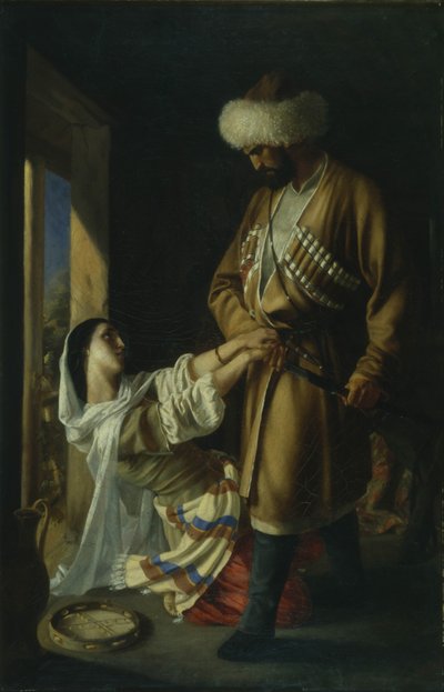 Leila y Khadji Abrek después del poema de M. Lermontov de Nikolai Nikolayevich Ge
