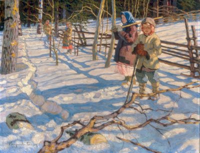 Niños en la nieve de Nikolai P. Bogdanow Bjelski