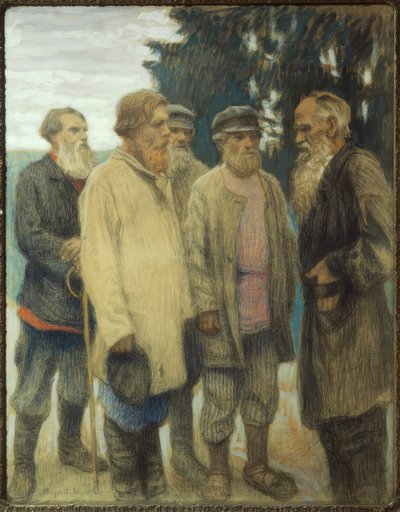 Leo Tolstoj con campesinos de Nikolai P. Bogdanow Bjelski