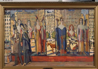 Los escaparates de París - Pintura de Nikolai Pavlovich Ulyanov (Ulyanov) (1875-1949), óleo sobre lienzo de Nikolai Pavlovich Ulyanov