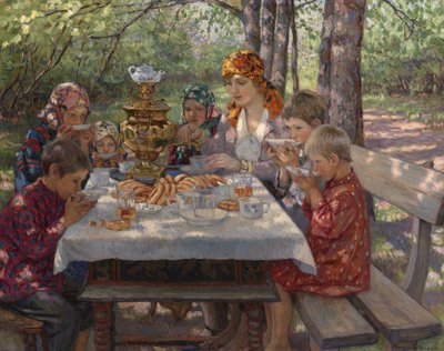 Los invitados del maestro de Nikolai Petrovich Bogdanov Belsky