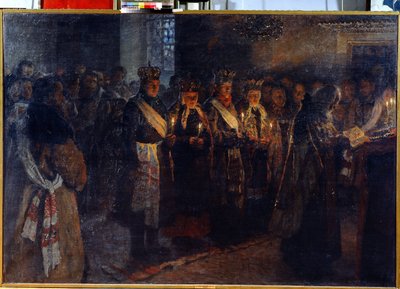 La boda con un sacerdote ortodoxo de Nikolai Petrovich Bogdanov Belsky
