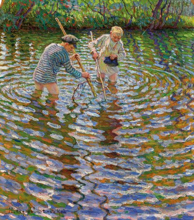 Jóvenes pescando cangrejos de río de Nikolai Petrovich Bogdanov Belsky
