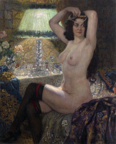 La lámpara verde, siglo XX (óleo sobre lienzo) de Nikolai Petrovich Bogdanov Belsky