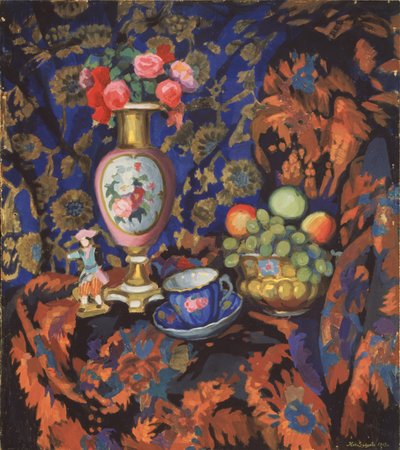 Naturaleza muerta con porcelana y flores, 1913 de Nikolai Semyonovich Zaytsev