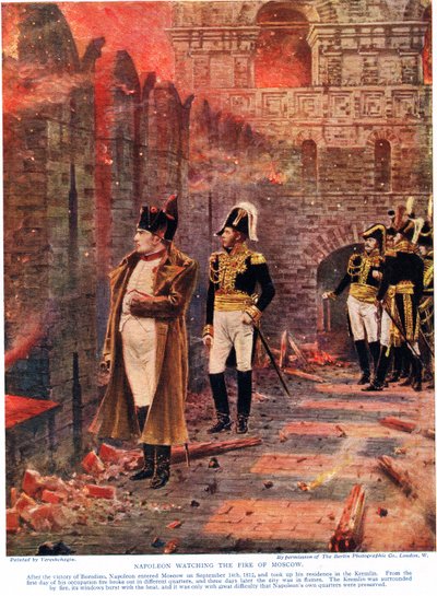 Napoleón observando el incendio de Moscú, ilustración de 