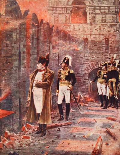 Napoleón observando el incendio de Moscú, ilustración de 