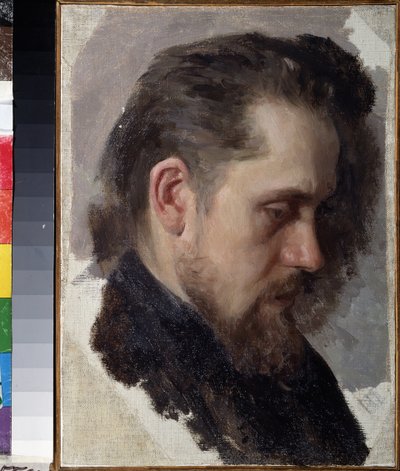Retrato del escritor Nikolay Pomyalovsky (Nicholas Pomyalovsky) (1835-1863). (Retrato del Autor N.Pomyalovsky). Pintura de Nikolai Vasilyevich Nevrev (1830-1904), óleo sobre lienzo de Nikolai Vasilievich Nevrev