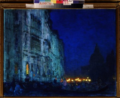 "Nocturno veneciano" Mondanita en los palacios venecianos de la laguna. Pintura de Nikolai Vasilyevich Dosekin (1863-1935) Museo Estatal de Arte de la República de Kazajistán, Almaty de Nikolai Vasilyevich Dosekin