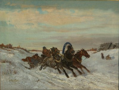 Troika en un camino de invierno, finales de 1860-principios de 1870 de Nikolai Yegorovich Sverchkov