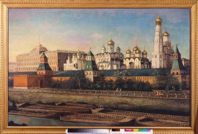 Vista del Kremlin de Moscú. Pintura de Nikolai Ivanovich Podklyuchnikov (1813-1877), óleo sobre lienzo. Arte ruso del siglo XIX. State United Museum Center en el Kremlin, Moscú. de Nikolay Ivanovich Podklyuchnikov