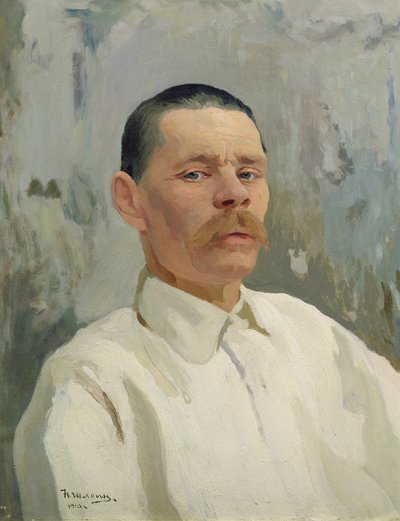 Retrato de Maxim Gorky (1868-1939) 1910 (óleo sobre lienzo) de Nikolay Pavlovich Shlein