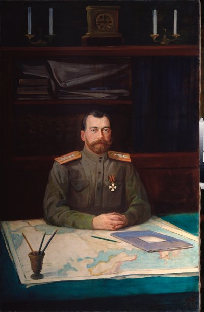 Retrato del emperador Nicolás II (1868-1918). Pintura de Nikolai Shesterikov, óleo sobre lienzo. de Nikolay Shesterikov