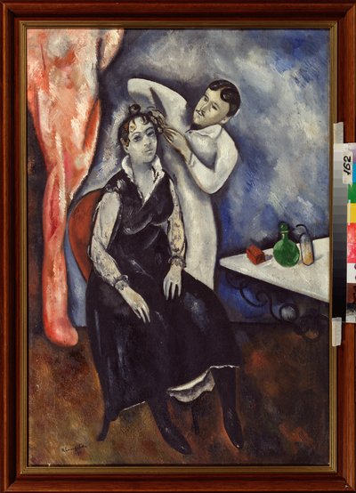 Le coiffeur (Peluquero) - Peinture de Nikolai Vladimirovich Sinezubov (Nicolas Sinezouboff) (1891-1956), huile sur toile de Nikolay Vladimirovic Sinezubov