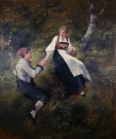Amor joven (óleo sobre lienzo) de Nils Bergslien