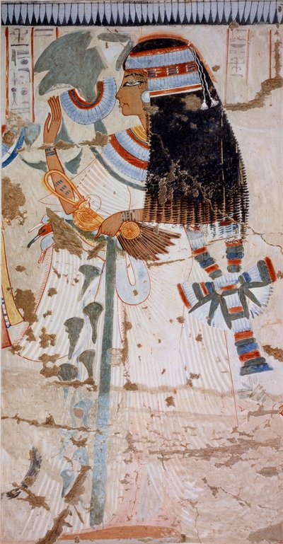 La madre de Ouserhat, copia de un fresco de la tumba de Ouserhat, Tebas, que data del reinado de Seti I, lámina de Ancient Egyptian Paintings, por Nina Davies. de Nina de Garis Davies