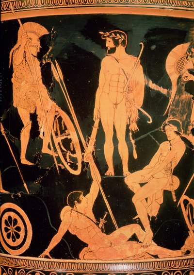 Heracles y héroes griegos (detalle) de Niobid Painter
