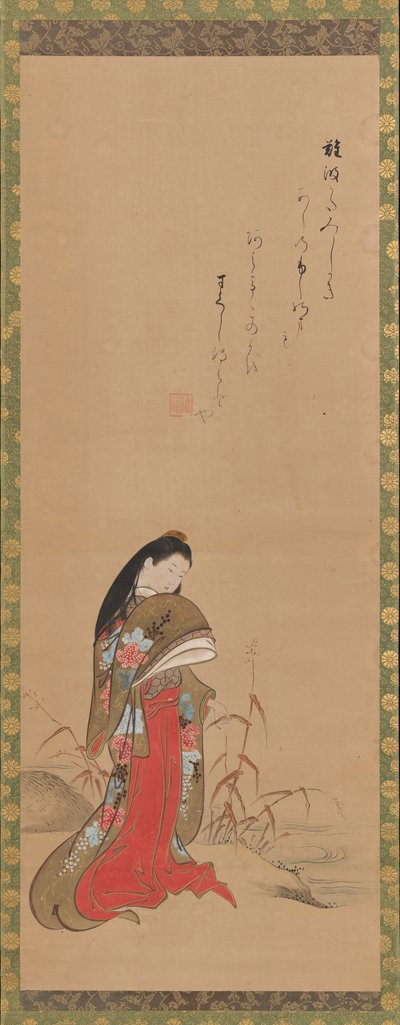 Dama Ise junto al río, finales del siglo XVIII de Nishikawa Sukenobu