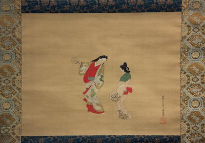Mujer y asistente, siglo XVIII de Nishikawa Sukenobu