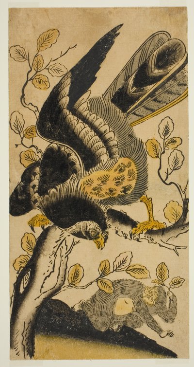 Águila y mono de Nishimura Shigenaga