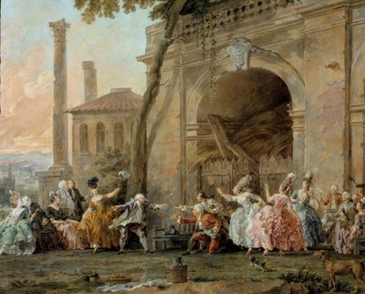 Colin-aillard (detalle) de los jugadores de colin aillard. Pintura de Noël Hallé (1711-1781), circa 1770-1780 de Noel Halle