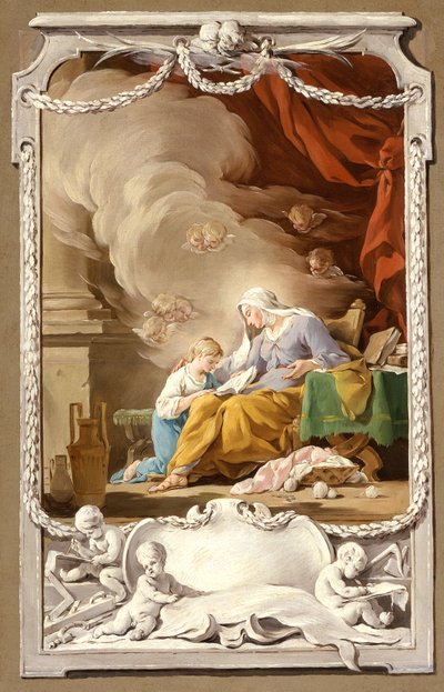 Santa Ana revelando a la Virgen la profecía de Isaías, c.1749 de Noel Halle