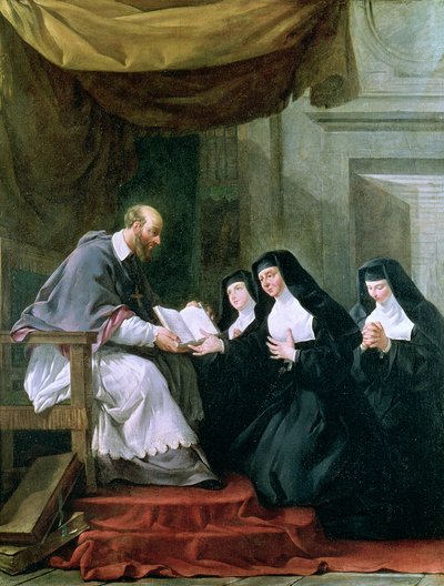 San Francisco de Sales (1567-1622) Dando la Regla de la Visitación a Santa Juana de Chantal (1572-1641) de Noel Halle
