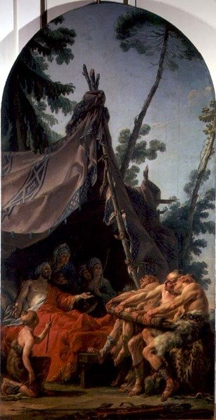 El Rey de Escitia en su lecho de muerte rogando a sus hijos que se reconcilien, c.1767 de Noel Halle