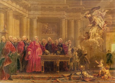 Los Magistrados de París Recibiendo Noticias de la Paz, 21 de junio de 1763 de Noel Halle