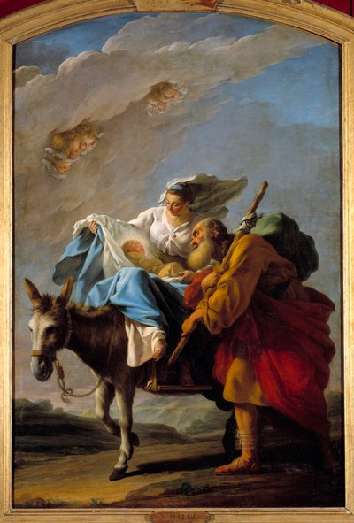 La huida a Egipto. Pintura de Noël Hallé (1711-1781) de Noel Halle