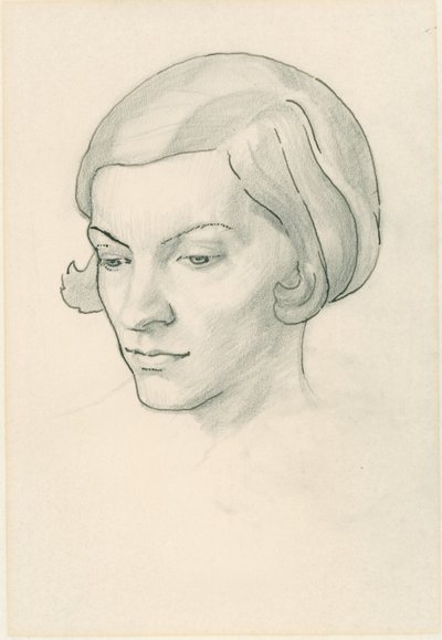 Retrato de la esposa del artista, Celia Fiennes (lápiz sobre papel) de Noel Rooke