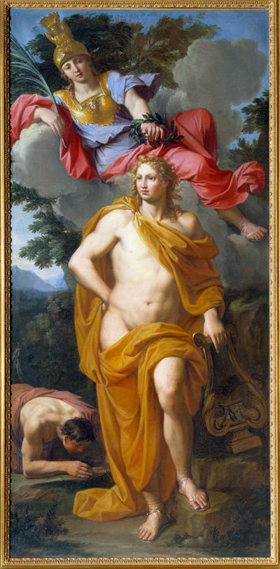 Apolo coronado por Minerva de Noël Coypel