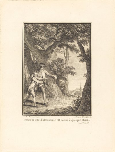 Corramos rápido: la astronomía es buena para algo de Noël Le Mire after Jean Michel Moreau