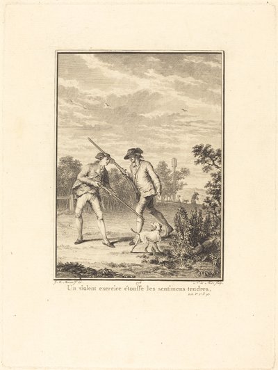 Un ejercicio violento ahoga los sentimientos tiernos de Noël Le Mire after Jean Michel Moreau