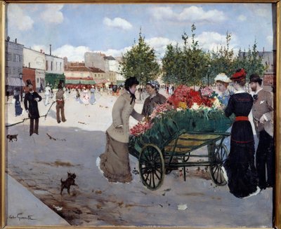 Florista en el Boulevard Rochechouart en París (Marché de la Madeleine) de Norbert Goeneutte