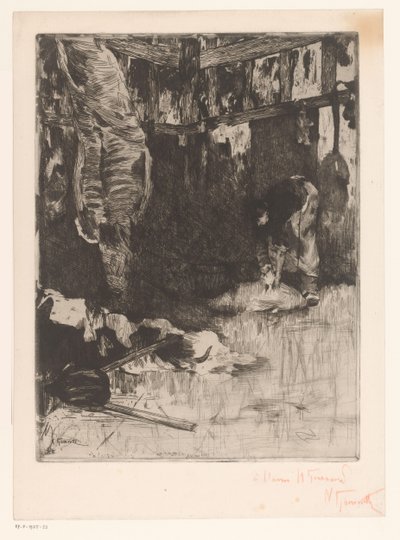 Interior de una carnicería de Norbert Goeneutte