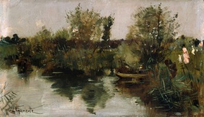 Paisaje fluvial idílico de Norbert Goeneutte