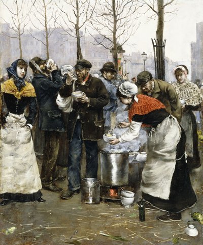 Sopa para las masas en un día de invierno, París, 1881 de Norbert Goeneutte