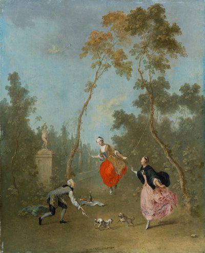 Dama en un columpio - Escena galante en el parque 1, c.1760 de Norbert Joseph Carl Grund