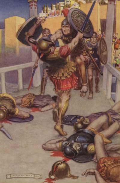 Muerte de Astur (litografía en color) de Norman Ault