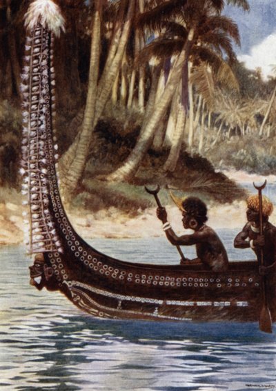 Una Canoe mostrando el "Totoishu," Nueva Georgia, Islas Salomón de Norman Hardy