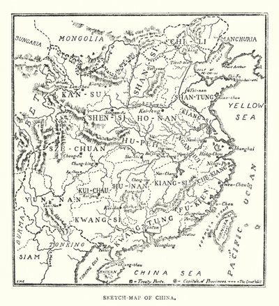 China: Mapa esquemático de China de Norman Hardy