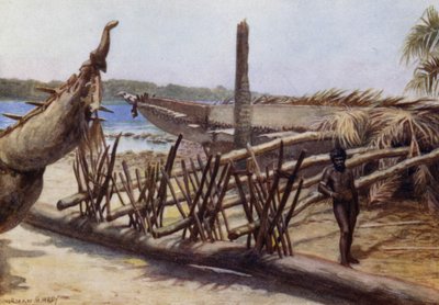 Viejas canoas de guerra, cerca de Malekula, Nuevas Hébridas de Norman Hardy