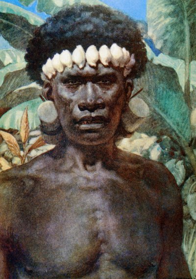Retrato de un Caníbal de las Islas Salomón. 1908 de Norman Hardy