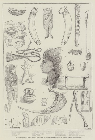 Descubrimientos Anticuarios Recientes en Egipto, Exhibición del Sr. Flinders Petrie en Oxford Mansion, Oxford-Street de Norman Hardy