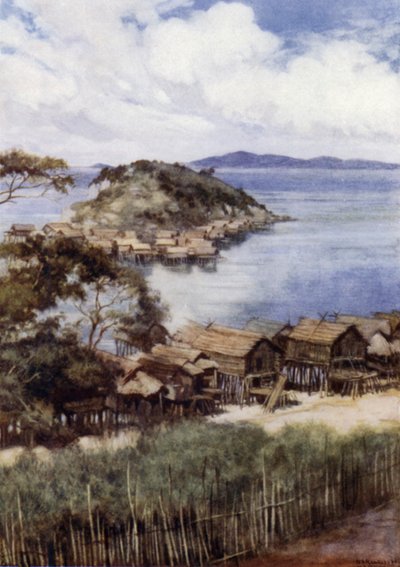La Isla de Elevera desde la Estación Misionera, Puerto Moresby, Nueva Guinea Británica de Norman Hardy