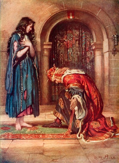 El rey y la mendiga (litografía en color) de Norman Mills (after) Price