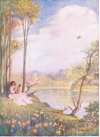 Canción de primavera: "Pensar en ella es ser feliz con la inocencia de la alegría pura (litografía en color) de Norman Mills Price