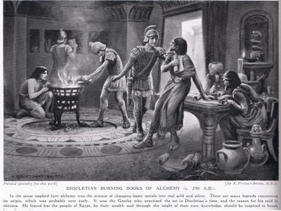 Diocleciano quemando libros de alquimia 290AD de Norman Prescott Davies