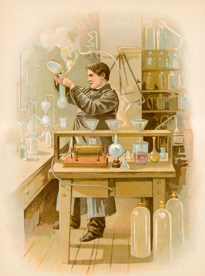 Thomas Edison en su laboratorio de North American